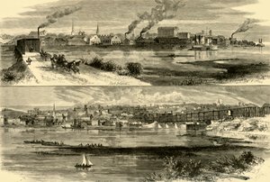 Rock Island, Illinois.- Davenport, Iowa, 1874 de Alfred Rudolph Waud