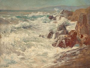 Surf en la costa de Nervi de Alfred Zoff