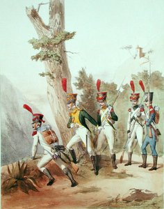 Tropas francesas, grabado por Gustave David (1824-91) 1810 de Alfred de (after) Marbot