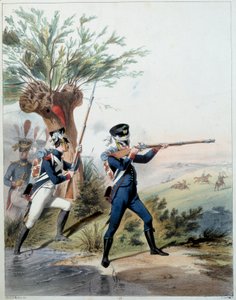Ejército Napoleónico: Guardia Imperial. Grabado de Alfred De Marbot (siglo XIX) 1809. Malmaison, Museo del Castillo. de Alfred de (after) Marbot