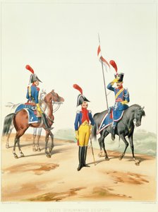 Tropas francesas, grabado por Gustave David (1824-91) 1810 de Alfred de after Marbot