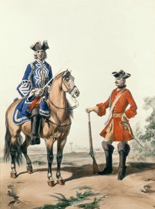 Mariscal de la policía y un miembro de la policía militar en 1724, grabado por D. Noirmont de Alfred de after Marbot