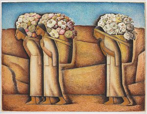 Cerca de Ixmiquilpan, c.1933 (gouache y crayón sobre papel) de Alfredo Ramos Martinez
