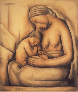 Madre india, c.1936 (crayón sobre papel) de Alfredo Ramos Martinez