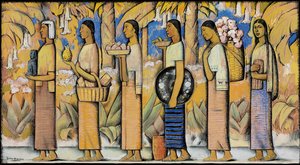 Procesión (gouache y tinta sobre papel) de Alfredo Ramos Martinez