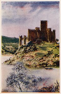 Castillo de Almourol, Portugal (litografía en color)