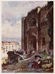 Casco antiguo de Coimbra, Portugal (litografía en color)
