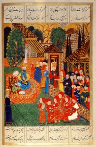Un oficial jenízaro reclutando devsirme para el sultán Suleyman I (1495-1566), del "Suleymanname" (Mss Hazine. 1517 f.31v)