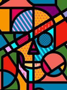Calavera geométrica de colores de Ali Gulec