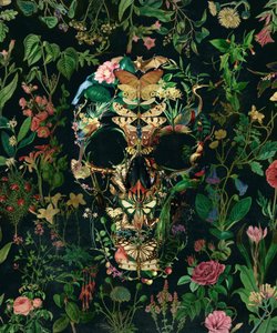 Calavera floral oscura