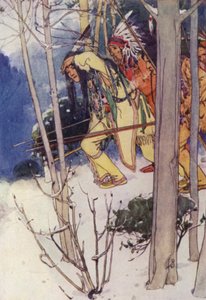 Los indios suben silenciosamente (litografía en color) de Alice Bolingbroke (after) Woodward