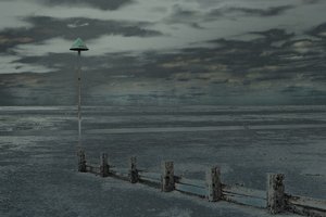 Paseo por la playa, Leigh-on-Sea, 2018 (fotografía pintada a mano) de Alice Gur-Arie