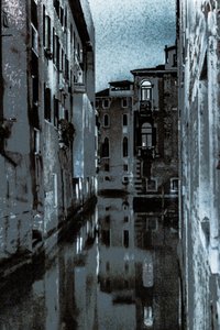 Mañana tranquila, Venecia, 2019 (fotografía pintada a mano)