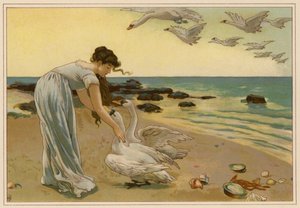 Los cisnes blancos (cromolito) de Alice Havers