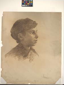 Cabeza (lápiz sobre papel blanco) de Alice Woods