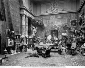 Estudio del pintor florentino Eduardo Gelli, en Via Marsilio Ficino 10, Florencia (foto en b/n) de Fratelli Alinari