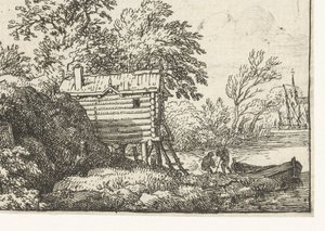 Paisaje con cabaña de pescadores de Allaert van Everdingen