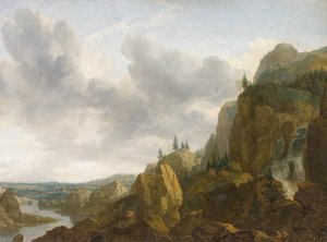 Paisaje montañoso del norte con cascada