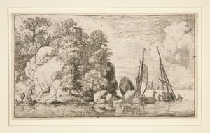 Los dos barcos en el río de Allaert van Everdingen