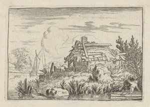 Casa en ruinas en el agua La cabaña en ruinas