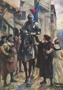 Un mensajero de Flodden llevando las malas noticias a Edimburgo (litografía en color) de Allan (after) Stewart