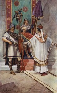 San Paulino y el rey Edwin (litografía en color) de Allan (after) Stewart