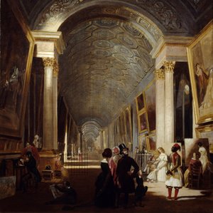 La Gran Galería del Louvre en 1841. Pintura de Allan Fraser (? - 1890) Ec. Ang. de Allan Fraser