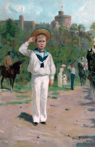 Eduardo, Príncipe de Gales, saludando los colores, 1902