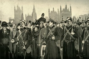 La Respuesta de Londres - Los Voluntarios Imperiales de la Ciudad Cruzando el Puente de Westminster