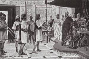 Midas de Frigia concertando una alianza con Urartu (litografía)