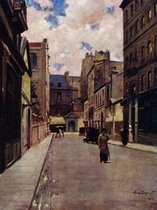 París: Una calle del viejo París, St Germain (litografía en color) de Allan Stewart