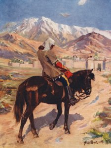 El Dr. Brydon, único superviviente de un ejército, llega solo a Jallalabad (litografía en color) de Allan Stewart