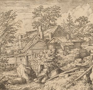 Hamlet en una Ladera de Montaña, probablemente c. 1645-1656