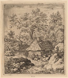 Paisaje con Piedra de Molino cerca de un Barril