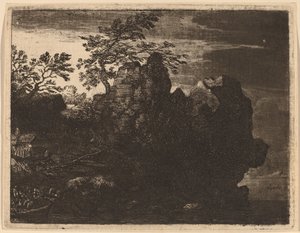 Gran roca en el río de Allart van Everdingen