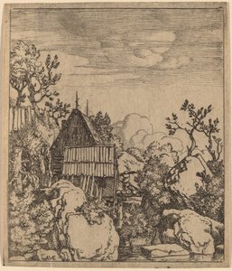 Hombre en un pequeño puente de madera, probablemente c. 1645-1656 de Allart van Everdingen