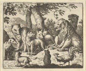 Renard se exonera de sus crímenes ante el león, 1650-75 de Allart van Everdingen