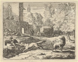 Renard quiere encontrar un gallo, 1650-75