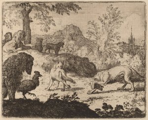 Reynard ciega al lobo en un ojo, probablemente c. 1645-1656 de Allart van Everdingen