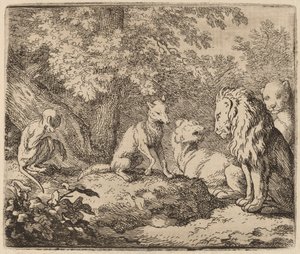 Reynard Cuenta una Historia de Tesoro Escondido, probablemente c. 1645-1656 de Allart van Everdingen