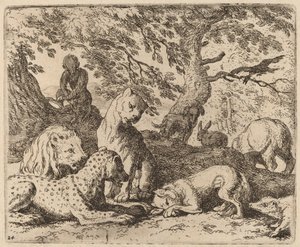 Reynard Enreda su Historia y Engaña a su Padre, probablemente c. 1645-1656 de Allart van Everdingen
