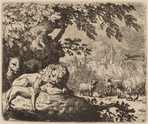 Reynard en consejo con el león y la leona, probablemente c. 1645-1656 de Allart van Everdingen