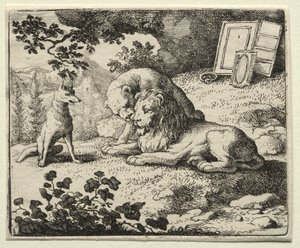 Reynard the Fox:  Reynard Promises Gifts to the Lion de Allart van Everdingen