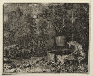 Reynard the Fox:  Reynard Tricks the Wife of the Wolf de Allart van Everdingen