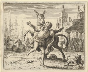 El Asno, Celoso de la Atención que el Perro Recibe de su Amo, Busca Imitar ..., 1650-75 de Allart van Everdingen