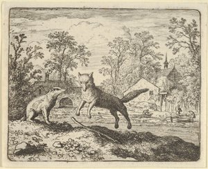 El tejón impone como castigo saltar tres veces sobre un palo en el suelo, 1650-75