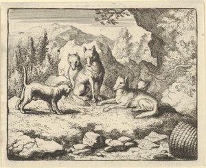 El gato llama a Renard a comparecer ante el tribunal, 1650-75 de Allart van Everdingen