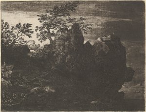 La gran roca en el río, siglo XVII de Allart van Everdingen