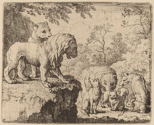 El León Perdona a Reynard ante los Otros Animales de Allart van Everdingen