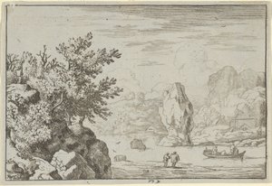 La roca en el medio del río, siglo XVII de Allart van Everdingen